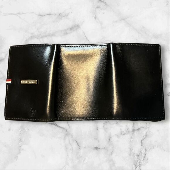 Tommy Hilfiger Black Leather Mens Trifold Billfold Wallet Three Compartments - Picture 2 of 14